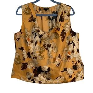 TALBOT'S Women Top 1X Sleeveless Floral Ruffle Yellow Women Size 1X